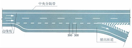 平行式出口标线直接式入口标线平行式入口标线双向两车道路面中心线