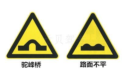 驼峰桥:警告标志,用以提醒车辆驾驶人谨慎驾驶.