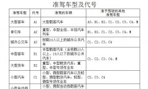 机动车驾驶准驾车型及代号