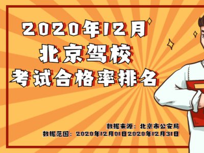 2020年12月北京驾校考试合格率排名出炉,快来看看吧!
