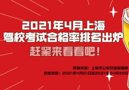 2021年4月上海驾校考试合格率排名出炉，快来看看吧！