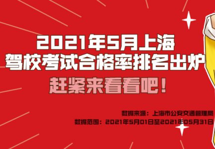 2021年5月上海驾校考试合格率排名出炉，快来看看吧！