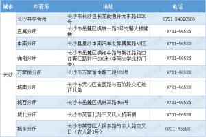 长沙市车管所地址及办公电话